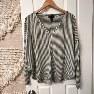 White & Green Long Sleeve Button Up